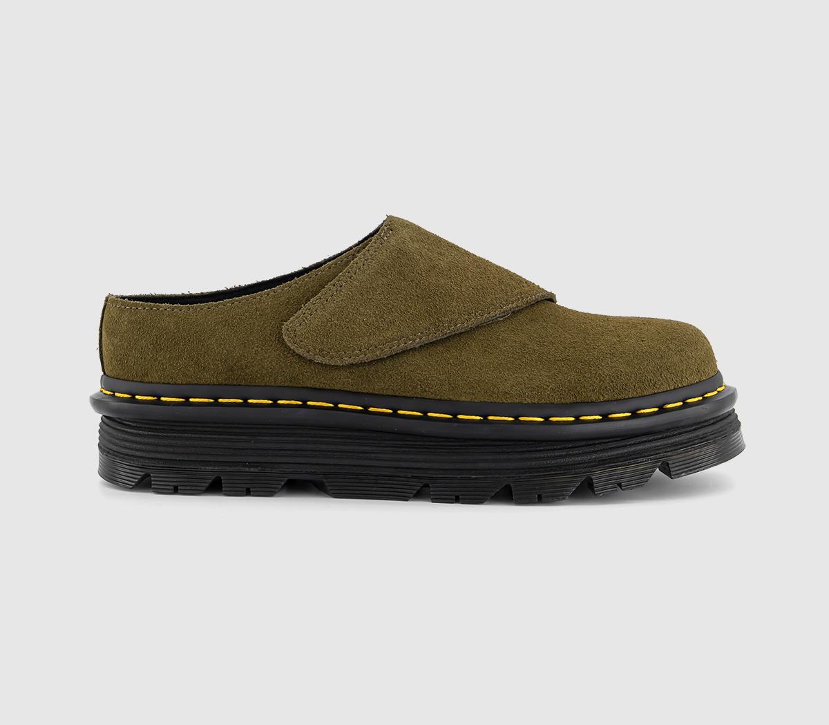 Dr. Martens Zebzag Anywair Mules Olive Suede - Men's Casual Shoes
