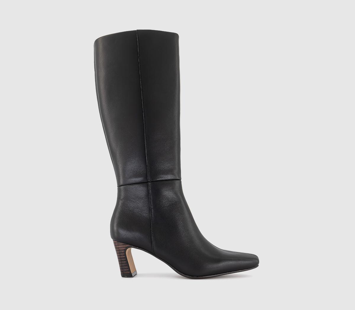 OFFICEKallie Set Back High Heel Knee BootsBlack Leather