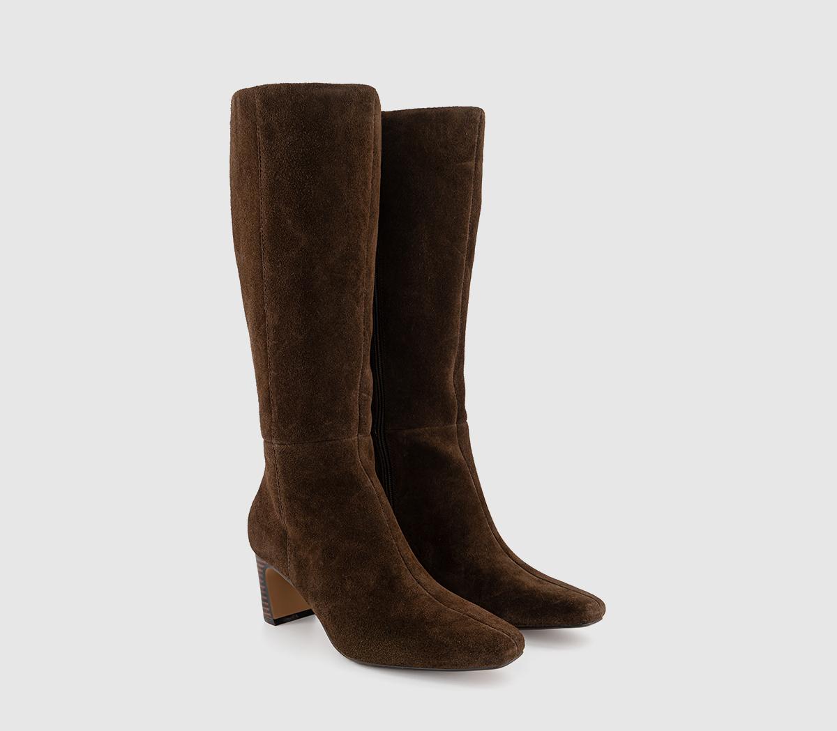 OFFICEKallie Set Back High Heel Knee BootsBrown Suede