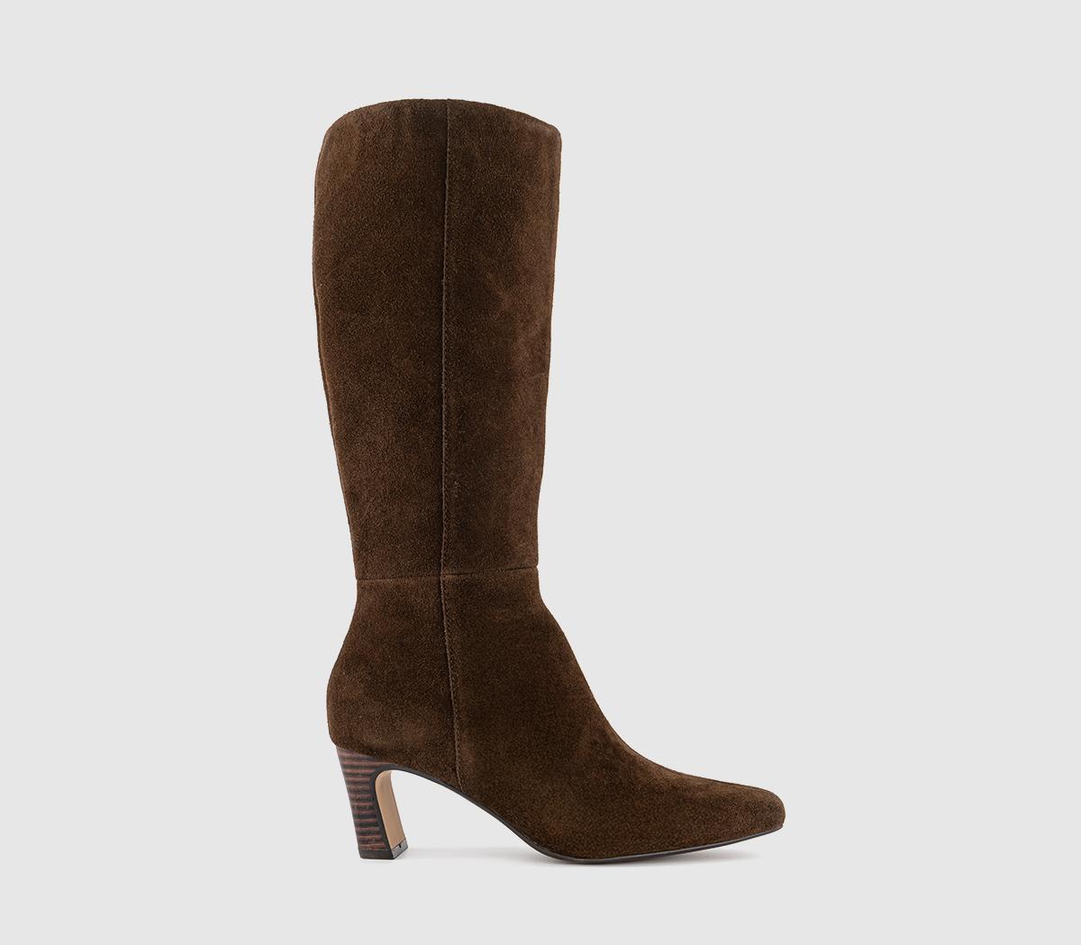 OFFICEKallie Set Back High Heel Knee BootsBrown Suede