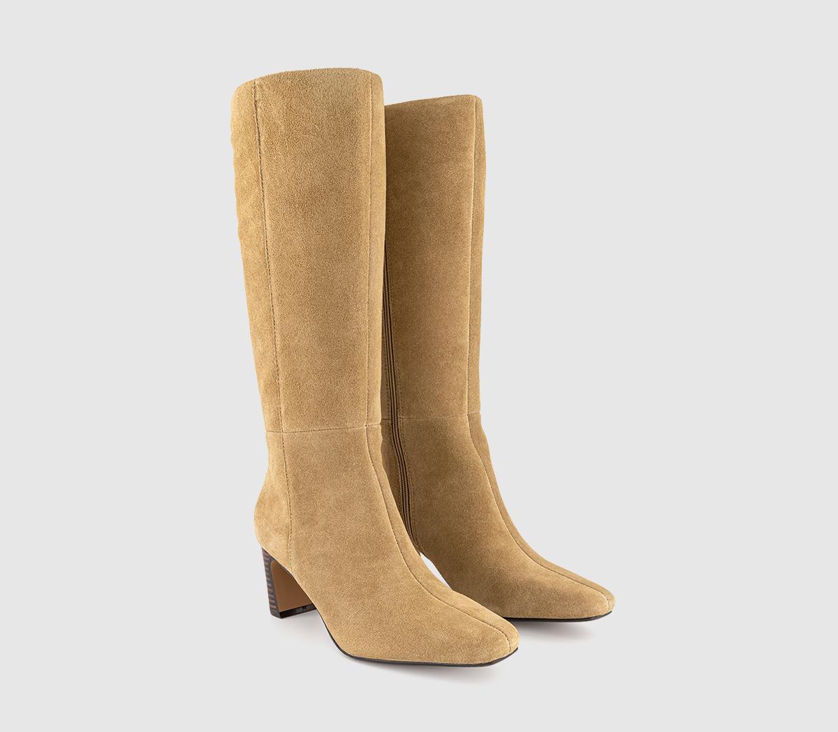 OFFICEKallie Set Back High Heel Knee BootsBeige Suede