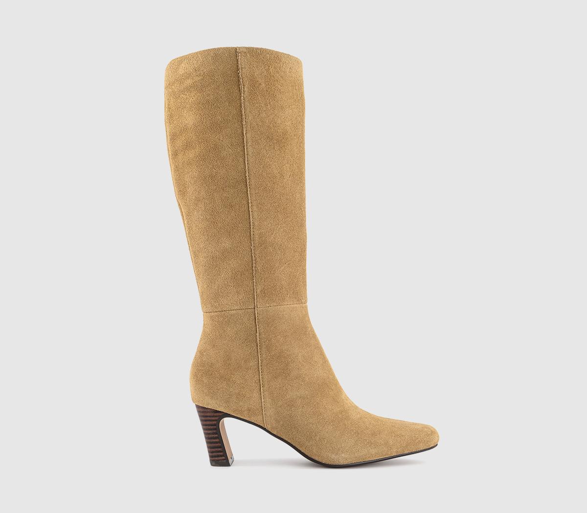 OFFICEKallie Set Back High Heel Knee BootsBeige Suede