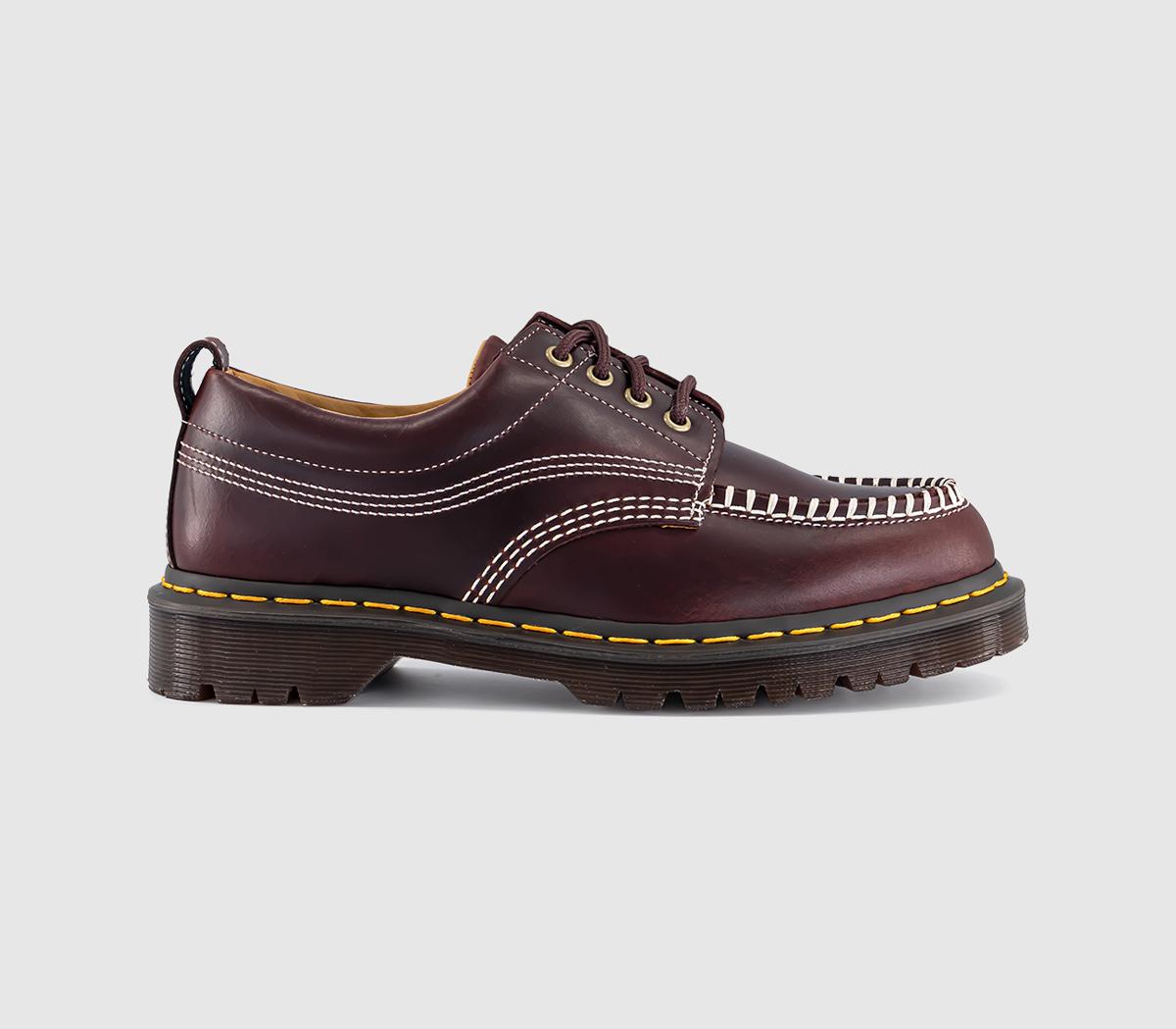 Dr. Martens Lowell Leather Moc Toe Shoes in Red, Size: 10