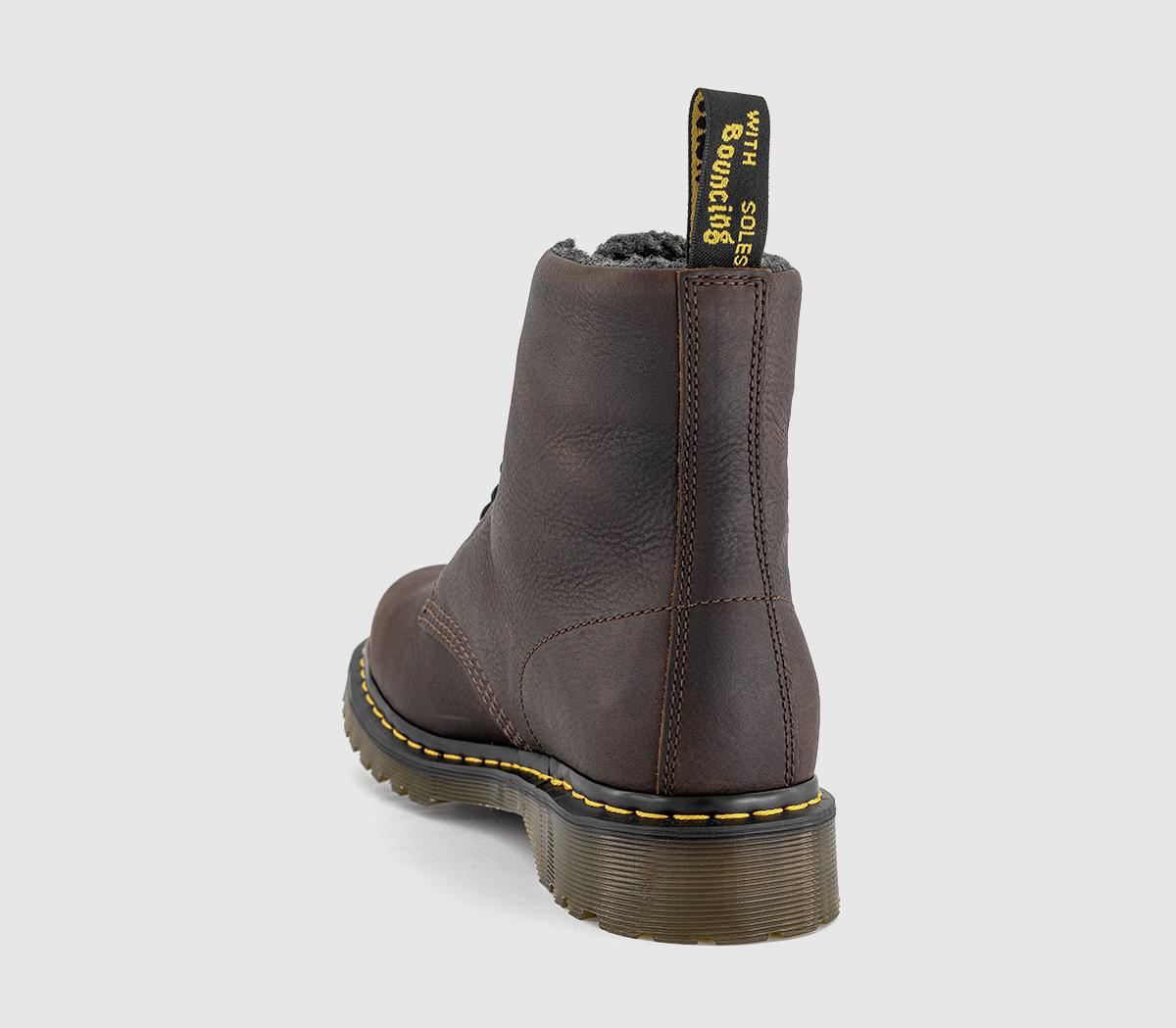 Dr. MartensDm 8 Eye Wool Lined Lace BootsDark Brown Grizzly