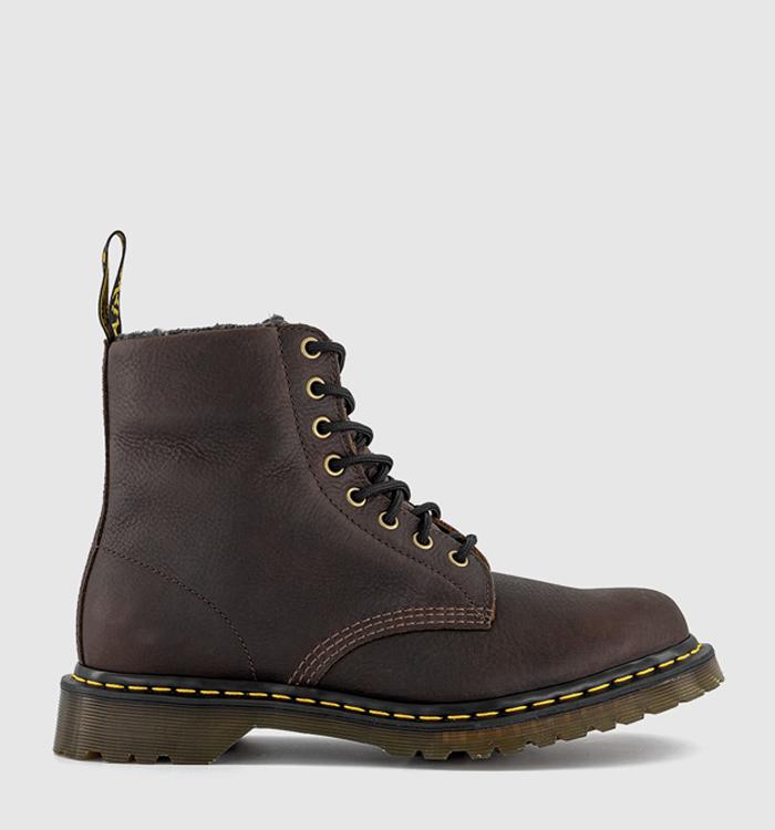 Dr. Martens Dm 8 Eye Wool Lined Lace Boots Dark Brown Grizzly