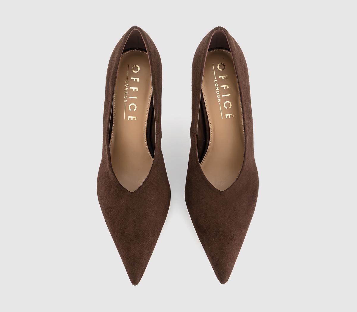 OFFICEMarino High Vamp Court HeelsBrown Faux Suede