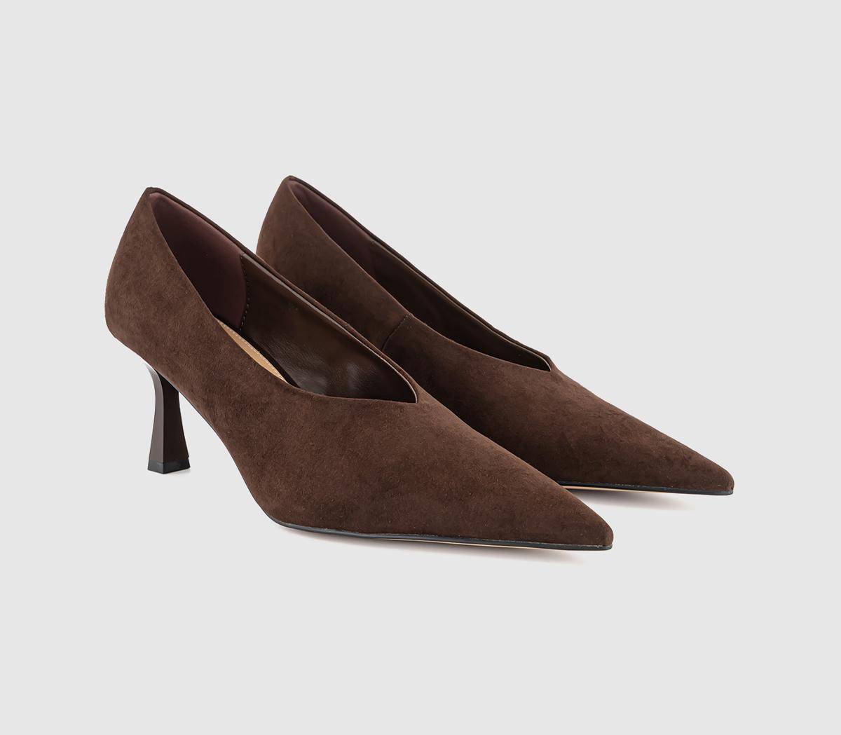 OFFICEMarino High Vamp Court HeelsBrown Faux Suede