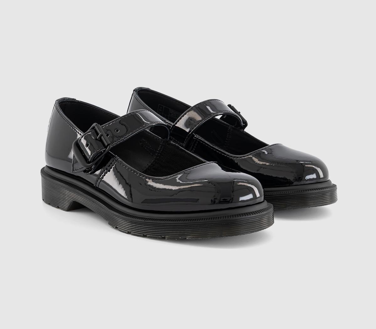 Dr. Martens Mariel II Mary Jane Shoes Black Patent - Flat Shoes