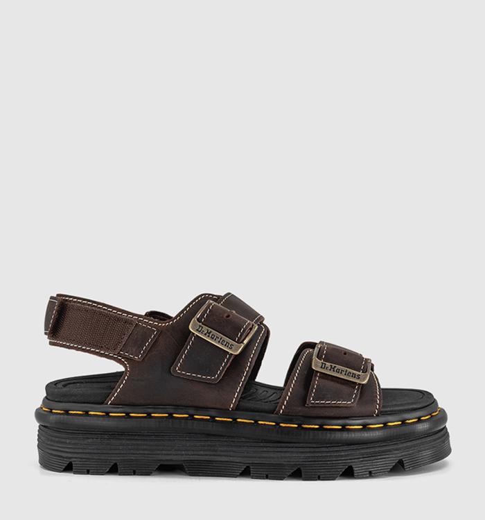 Dr. Martens Zebzag Sandals Dark Brown Crazy Horse