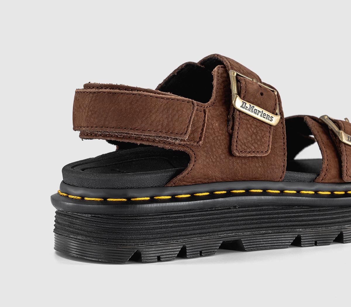 Dr. Martens Zebzag Sandals Brown Tumbled Nubuck - Platform