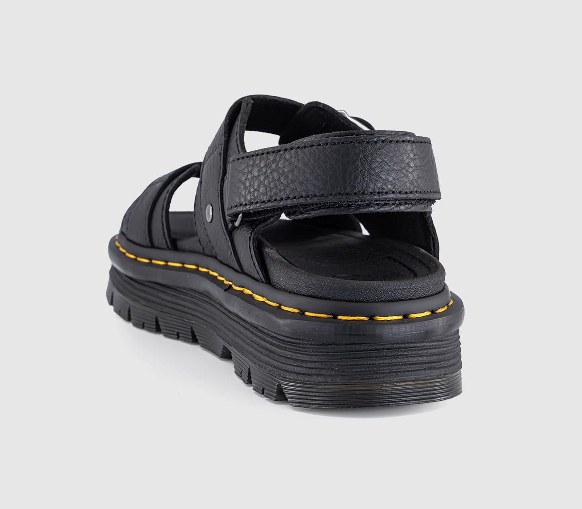♡ペロスパ♡ʕ☋⃘⑅ʔ⋆˚ ༘ Dr. Martens Zebzag Sandals Black Pisa Leather - Dr. Martens Zeb Zag