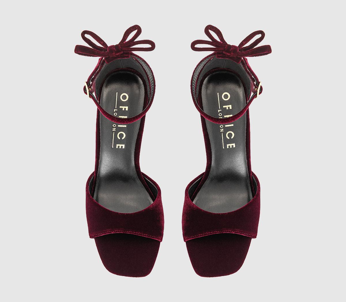 OFFICEHypnotise Bow Back Heeled SandalsBurgundy Velvet