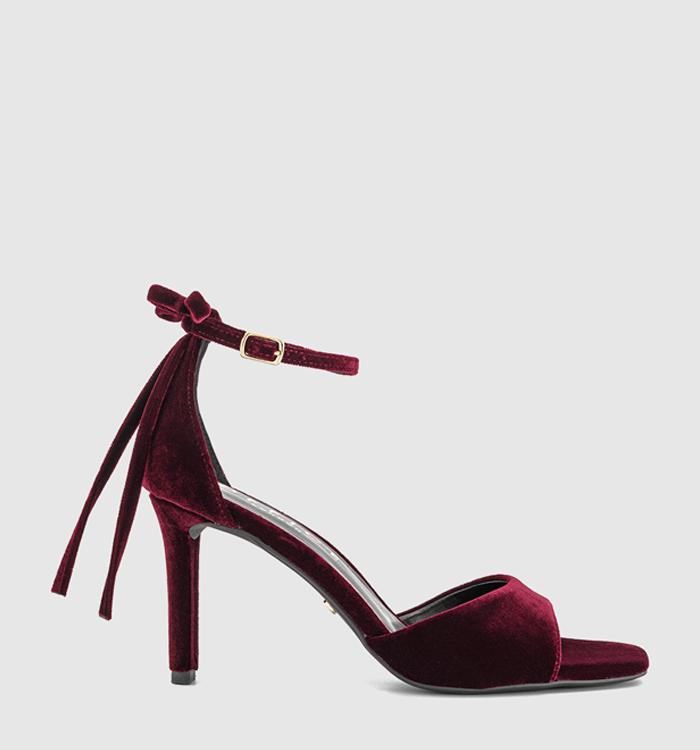 OFFICE Hypnotise Bow Back Heeled Sandals Burgundy Velvet