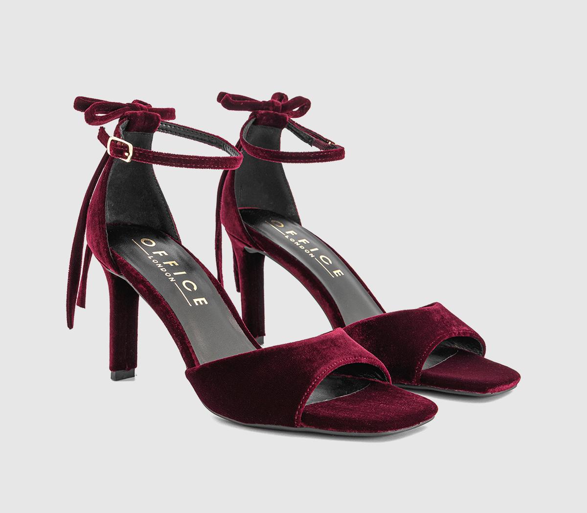 OFFICEHypnotise Bow Back Heeled SandalsBurgundy Velvet
