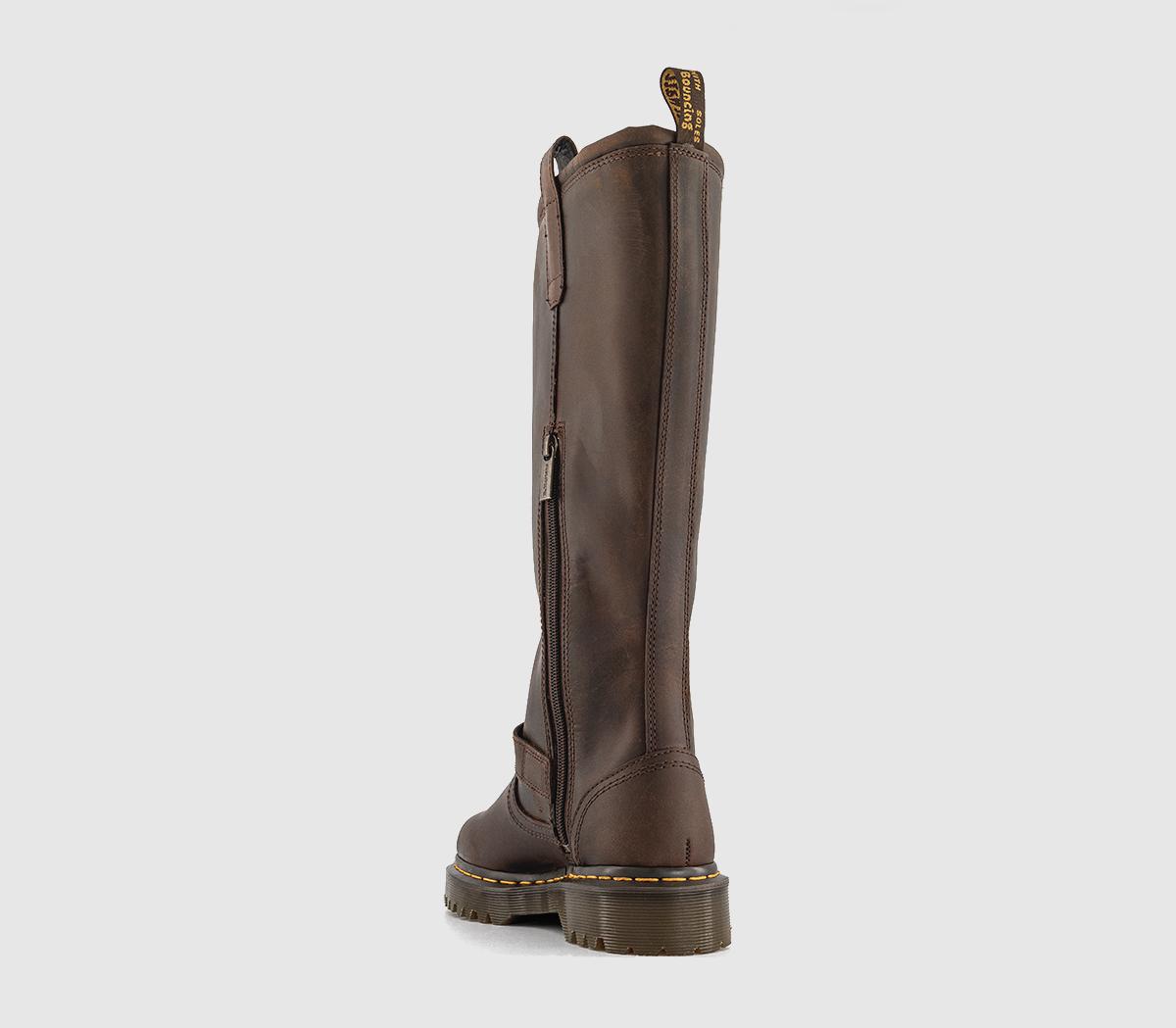 Dr. MartensAnistone Biker Hi Leg BootsDark Brown Crazy Horse