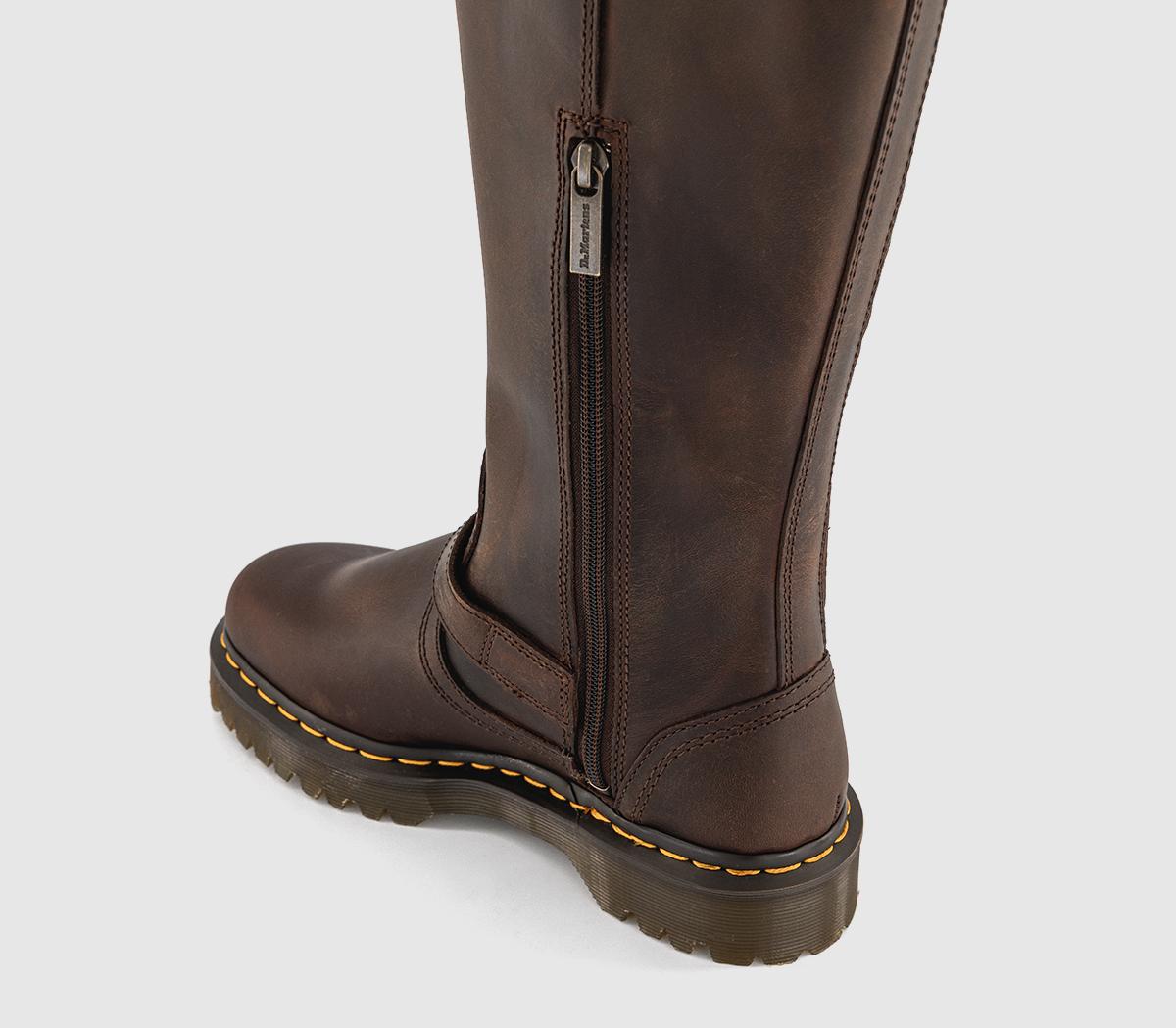 Dr. MartensAnistone Biker Hi Leg BootsDark Brown Crazy Horse