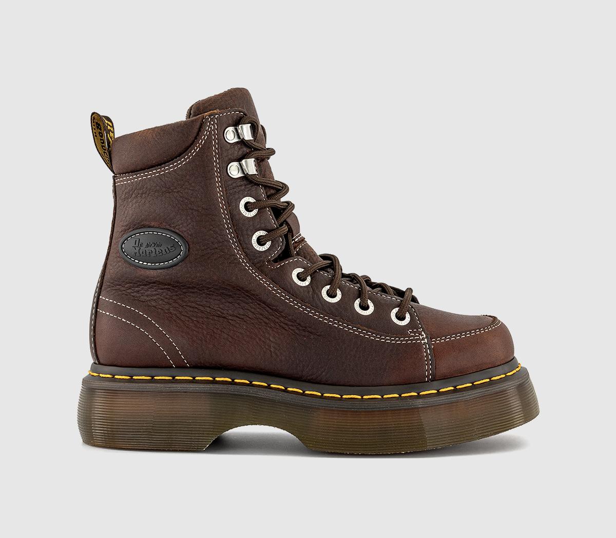 Dr. Martens Buzz 8 Eye Boots Dark Brown Grizzly - Flat Shoes for Women