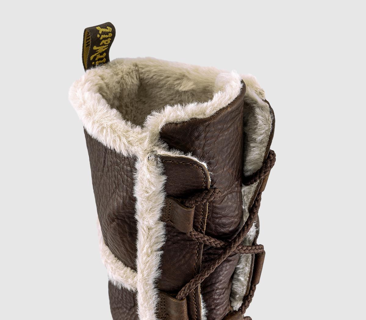 Dr. MartensBuzz Lace Warm Lined High Leg BootsDark Brown Natural Grizzly