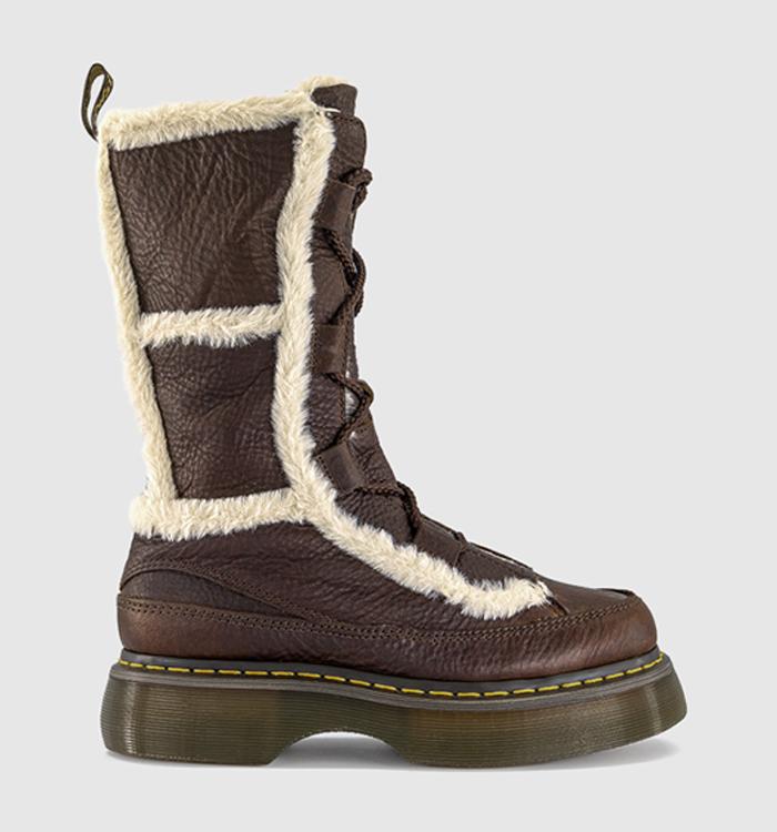 Dr. Martens Buzz Lace Warm Lined High Leg Boots Dark Brown Natural Grizzly