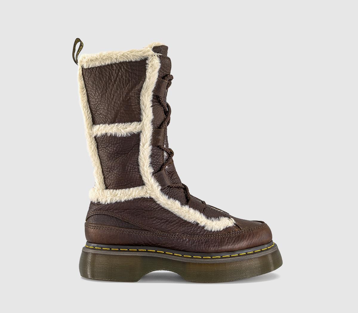 Dr. MartensBuzz Lace Warm Lined High Leg BootsDark Brown Natural Grizzly