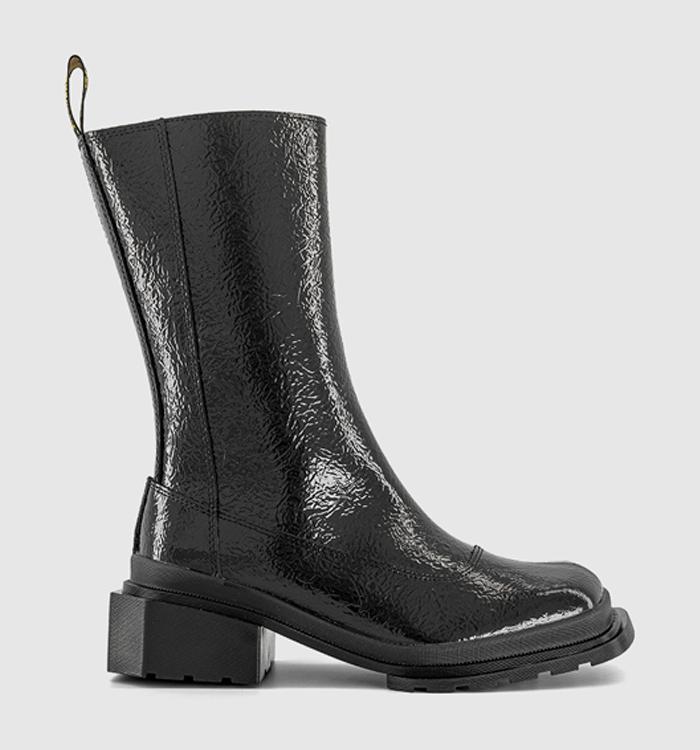 Dr. Martens Maybole Hi Boots Black Distressed Patent