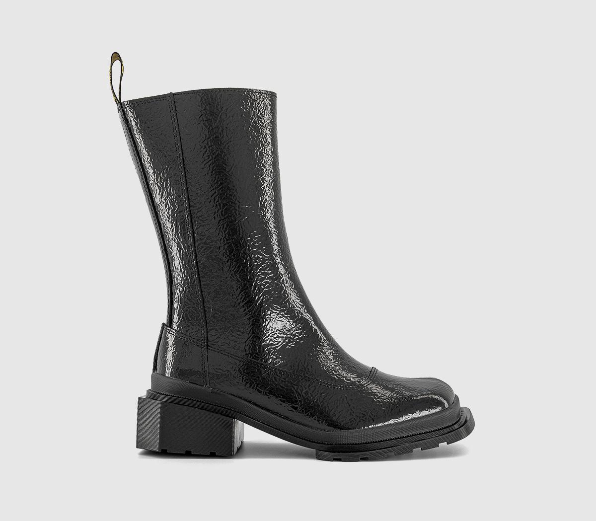 Dr. Martens Womens Maybole Hi Boots Black Distressed Patent, 4