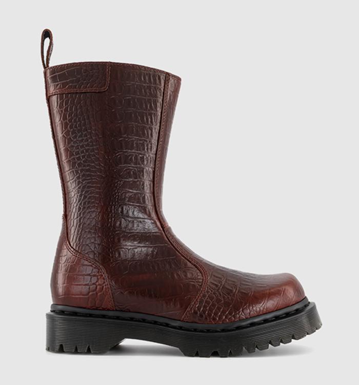 Dr. Martens Rejena High Boots Mocha Brown Analine Croc