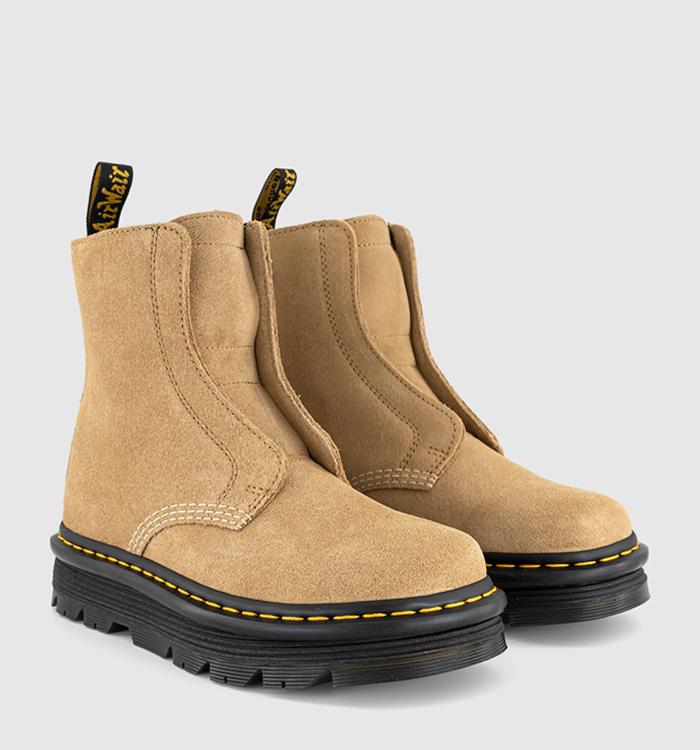 Dr. Martens Zebzag Laceless Boots Savannah Tan Suede