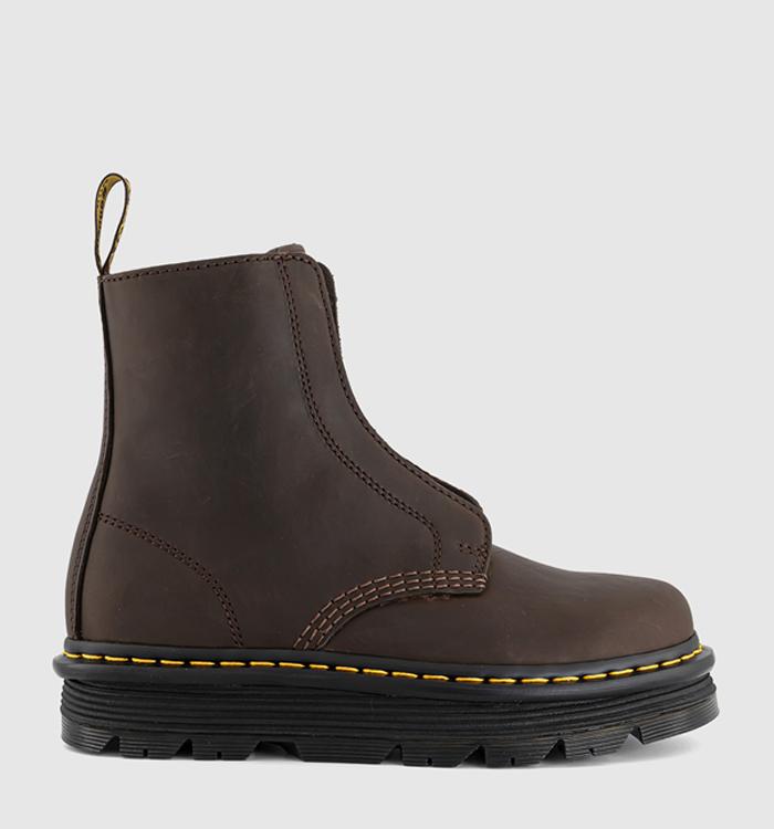 Dr. Martens Zebzag Laceless Boots Dark Brown Wyoming