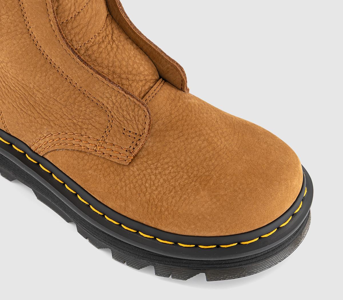 Dr. Martens Zebzag Laceless Wool Lined Boots Desert Brown Milled