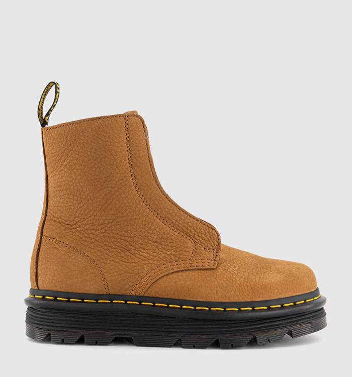 Dr. Martens Zebzag Laceless Wool Lined Boots Desert Brown Milled Nubuck Wp