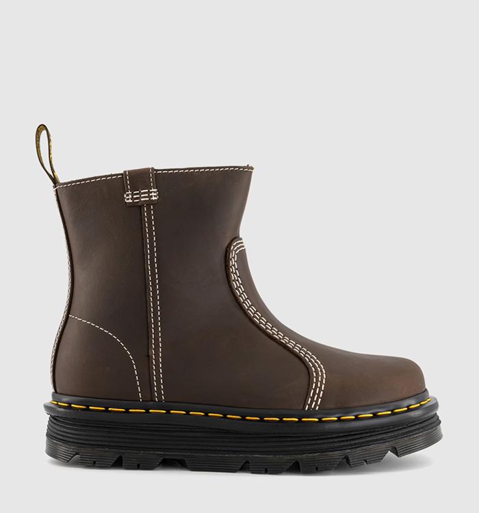 Dr. Martens Zebzag Rigger Boots Dark Brown Wyoming