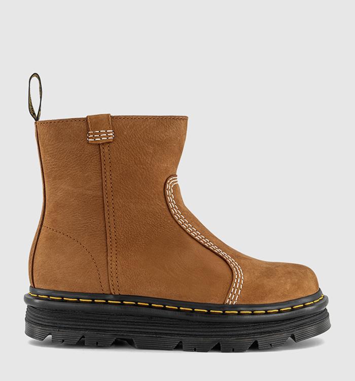 Dr. Martens Zebzag Wool Lined Rigger Boots Desert Brown Milled Nubuck