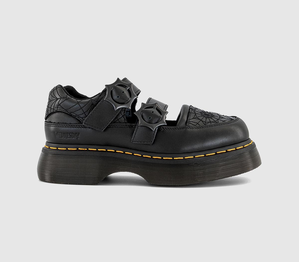 Martens Buzz Mary Jane Wednesday Shoes Black Nappa Lux Flat