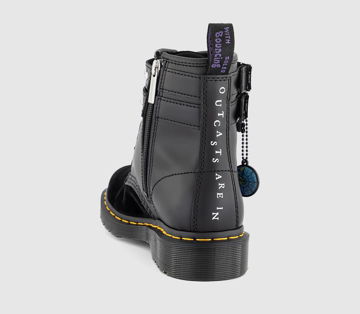 Dr. Martens8 Eyelet Lace Up Wednesday BootsBlack Smooth Velvet