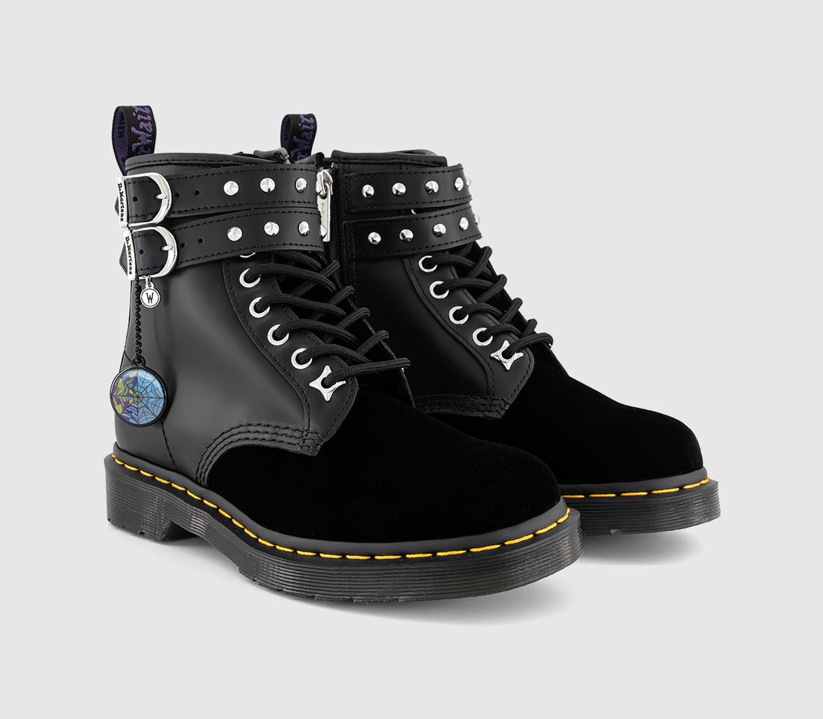 Dr. Martens8 Eyelet Lace Up Wednesday BootsBlack Smooth Velvet