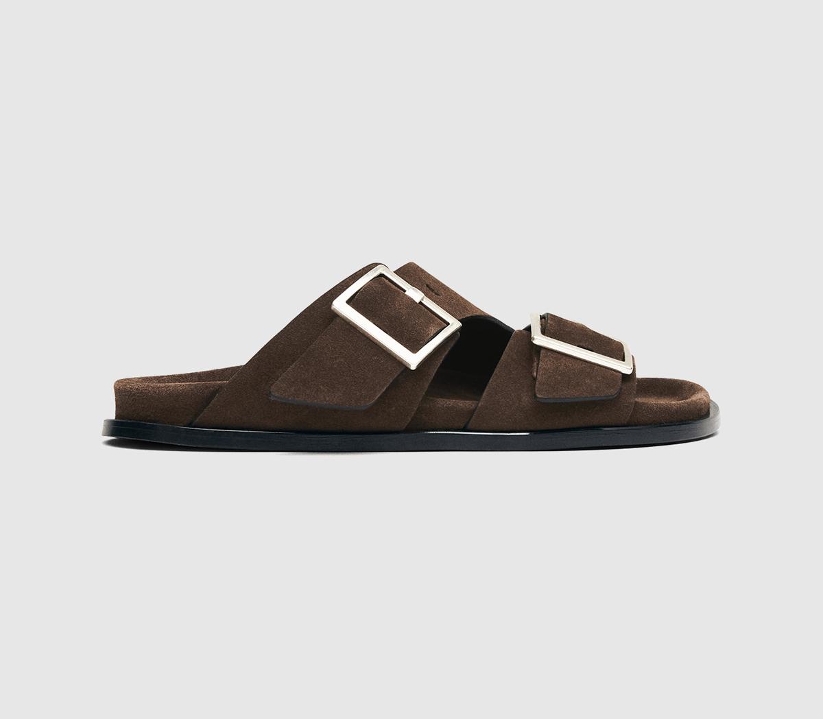 Alohas Alba Sandals Suede Brown in Women's Size 7, Office Shoes