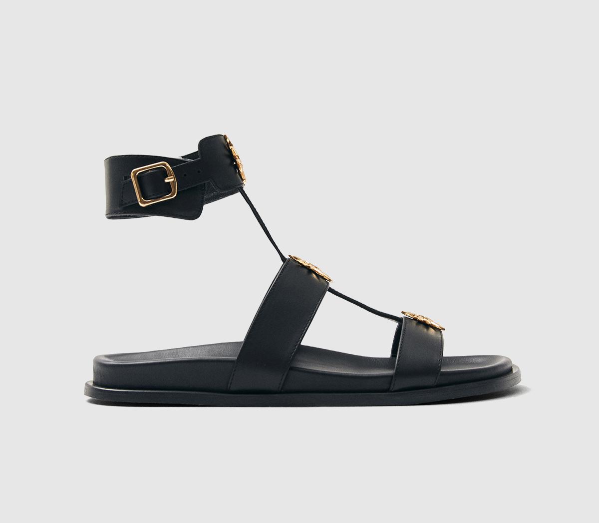 Alohas Womens Clarissa Sandal Black Leather, 3.5