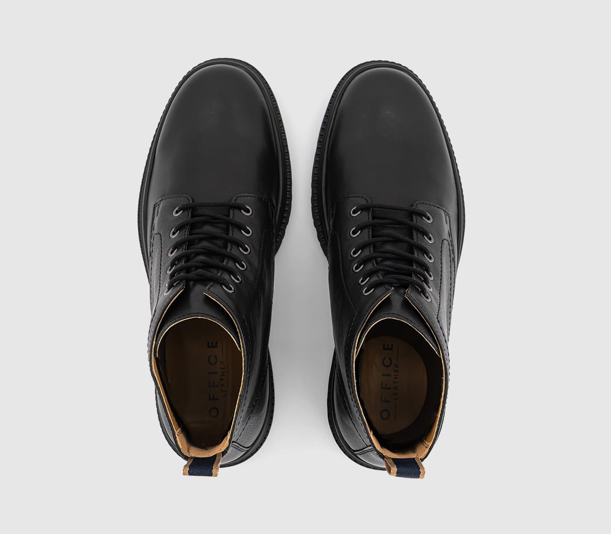 OFFICEBowie Chunky Leather Lace BootsBlack Leather