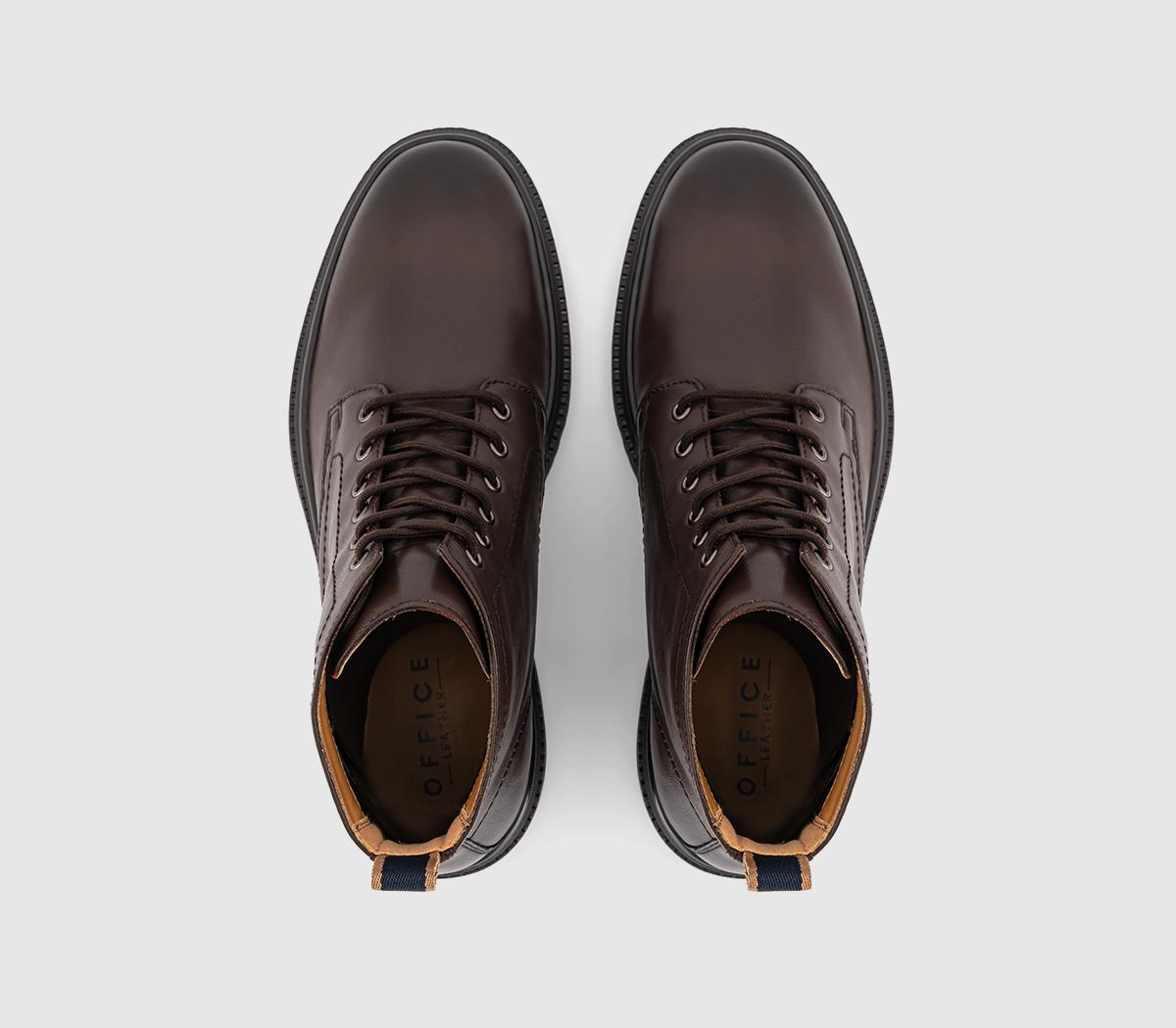 OFFICEBowie Chunky Leather Lace BootsBrown Leather