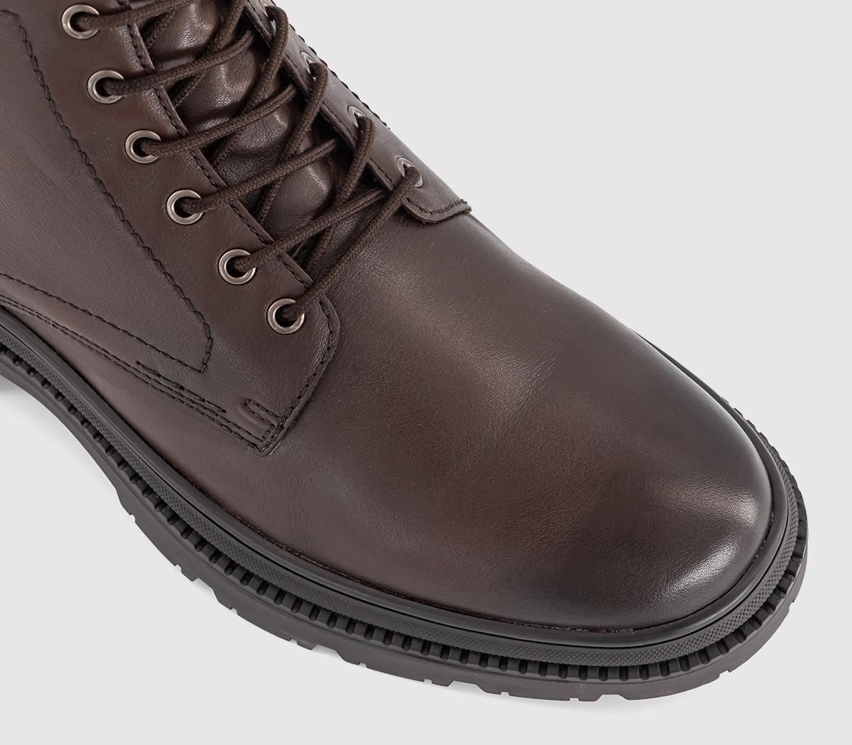 OFFICEBowie Chunky Leather Lace BootsBrown Leather