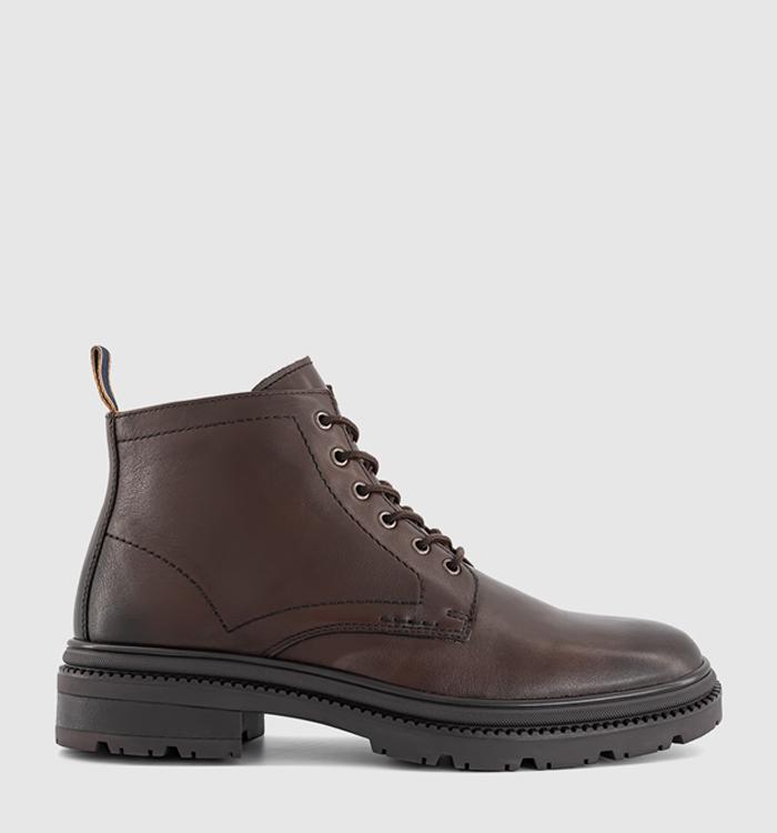 OFFICE Bowie Chunky Leather Lace Boots Brown Leather