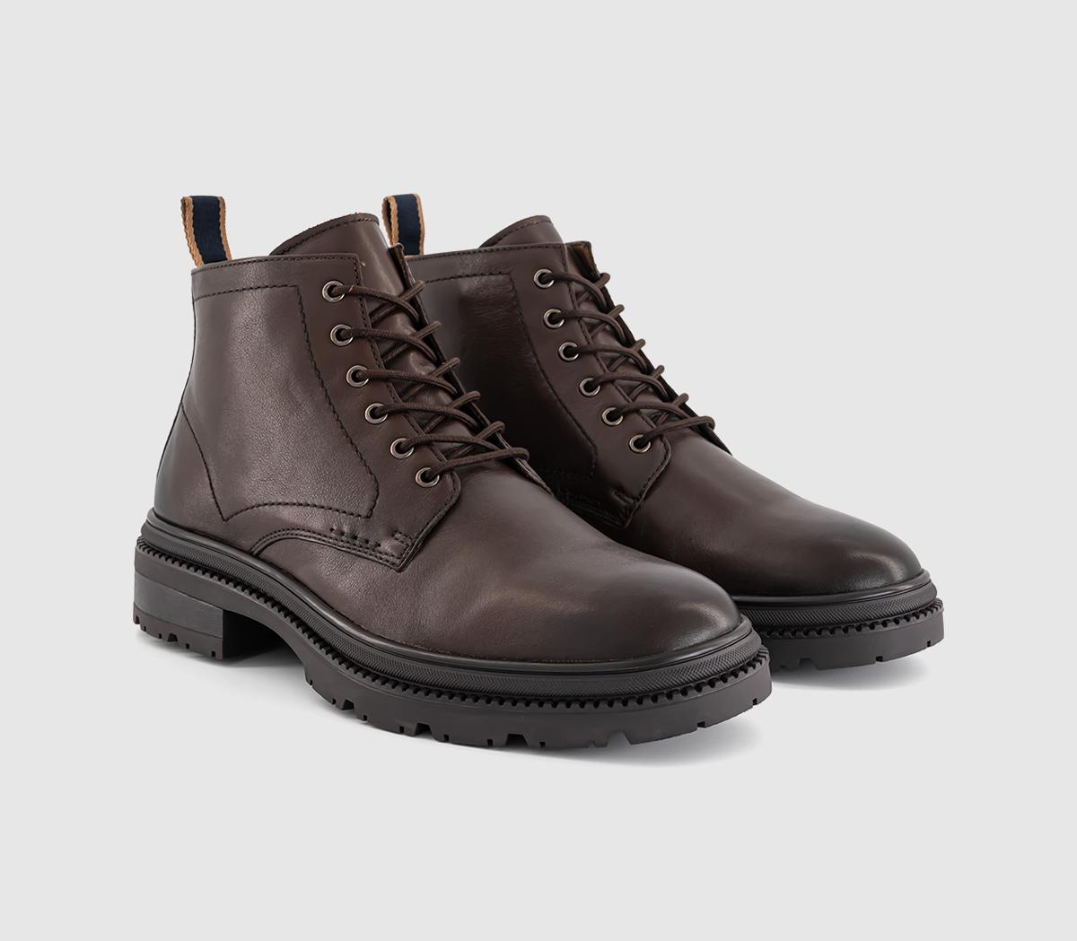 OFFICEBowie Chunky Leather Lace BootsBrown Leather