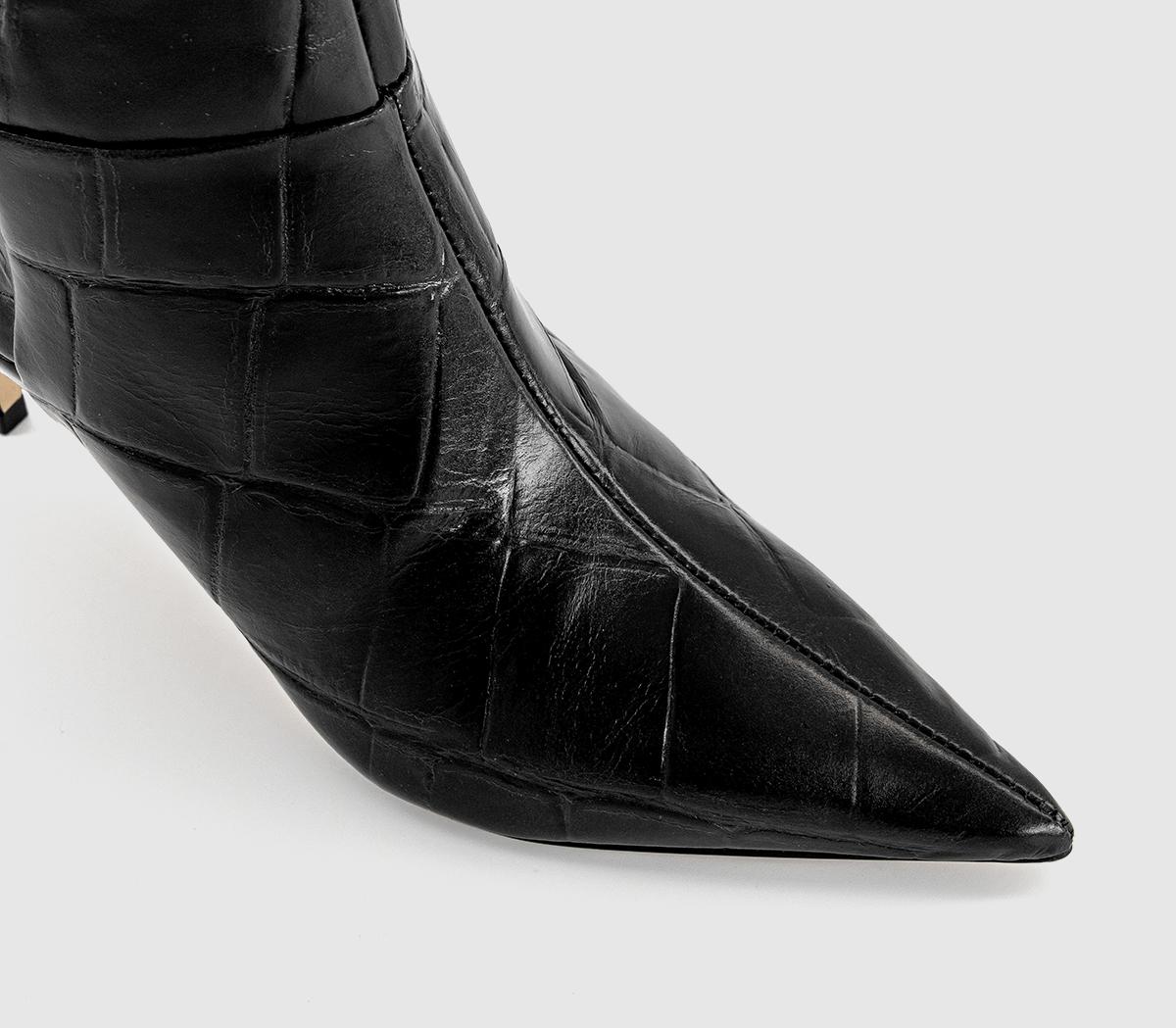 OFFICEAfter Party Stiletto Ankle BootsBlack Croc Leather