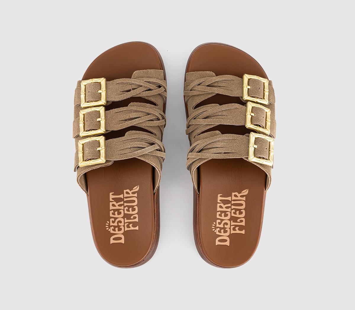 Desert FleurGypsum Buckle Slides Desert FleurGypsum Buckle SlidesTaupe
