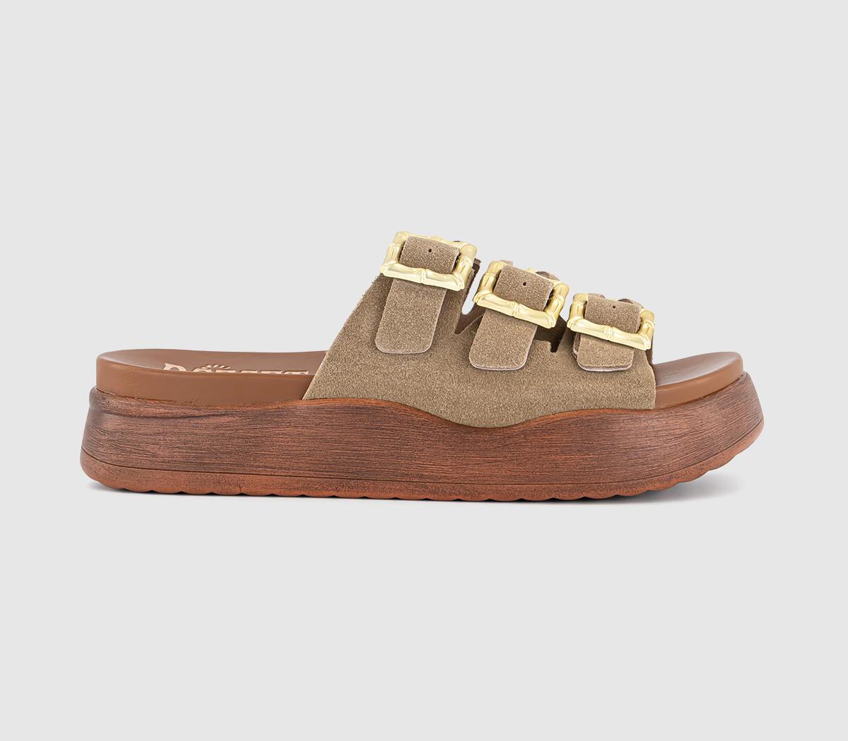 Desert FleurGypsum Buckle Slides Desert FleurGypsum Buckle SlidesTaupe