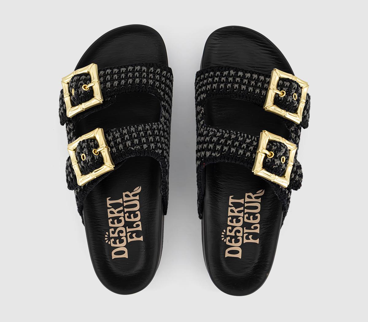 Desert FleurSuper Crochet SlidesBlack