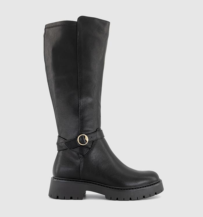 OFFICE Kaia Buckle Detail Riding Boots Black