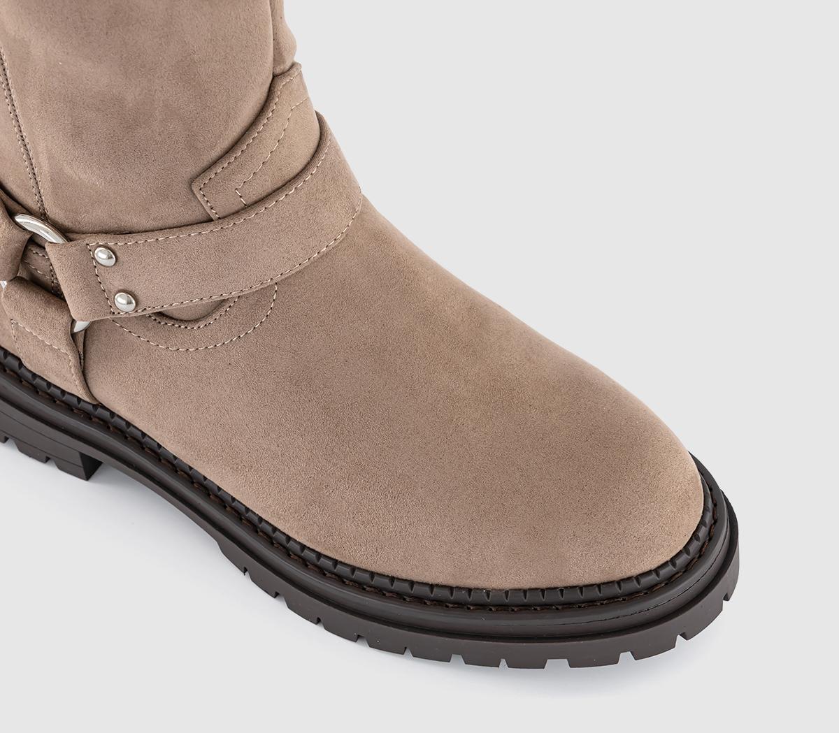 OFFICEKady Biker BootsBeige Faux Suede