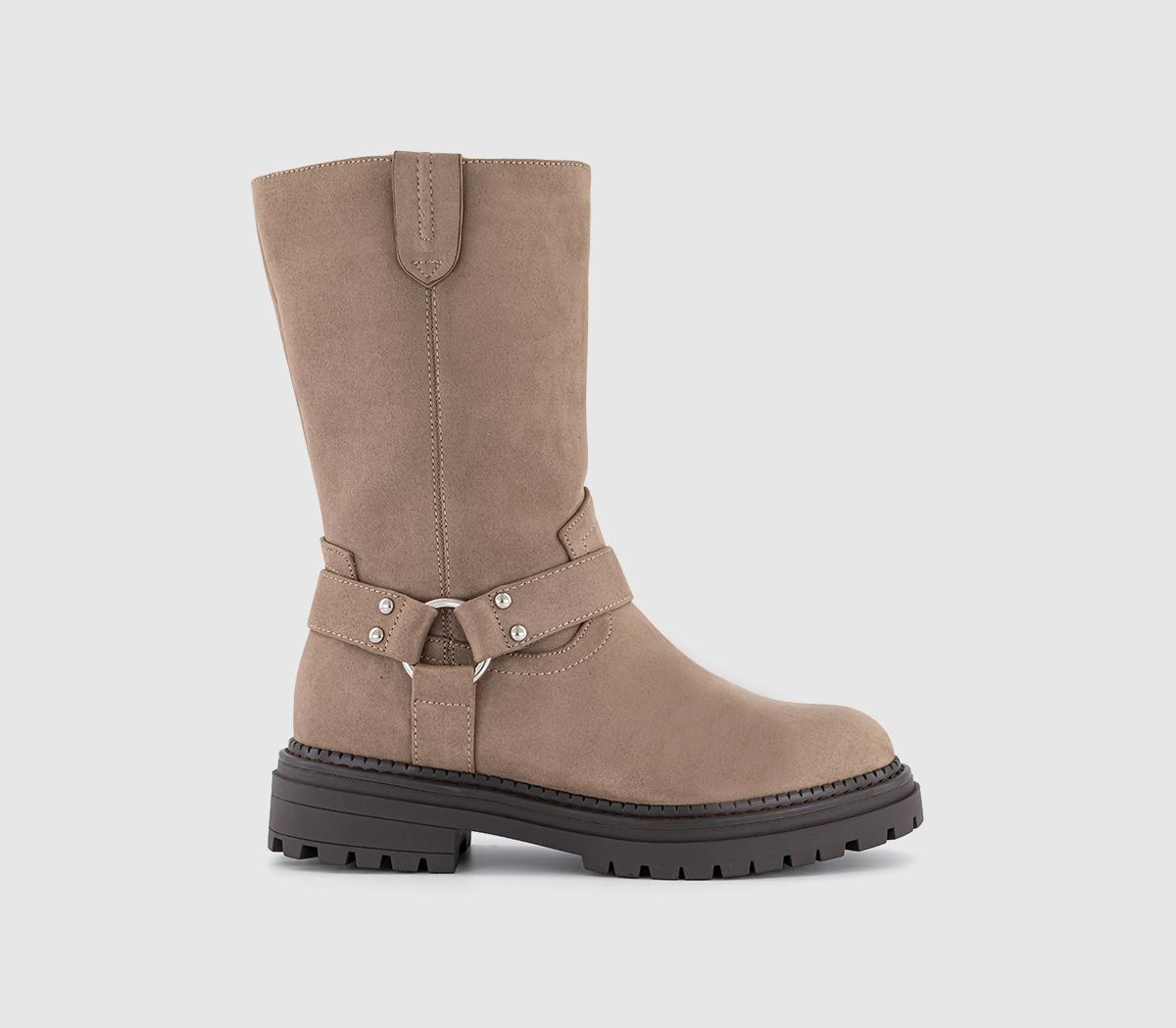 OFFICEKady Biker BootsBeige Faux Suede